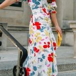 NWT Rixo Target Women Sz 4 white floral dress boho floral watercolor Ikat print Blue Photo 1