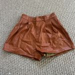 Women's Brown Leather Shorts Photo 4