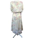 Jeri Modes Vintage 70s Sheer Chiffon Floral Midi Dress Womens M Pink Tie Waist Size M Photo 1