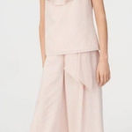 Club Monaco  Asmund Stripe Ruffle Tank Top Size S Blush Pink White Square Neck Photo 0