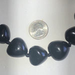 Black Wooden Chunky Beaded Boho Fabric Strand Tie Closure Necklace Photo 4