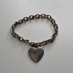 No Brand | Silver Link Flat Heart Charm Bracelet Accessory Dainty Bold Girly Photo 0