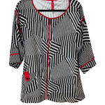 IC By Connie K Asymmetrical Abstract Tunic Blouse Red White Black Size Large Photo 0