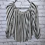 Billabong Striped Black and White Women's Off The Shoulder Top Small Photo 0