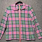 Lands' End  Plaid Fleece Quarter Zip Pullover Sweatshirt Pink Petite Size Medium Photo 2
