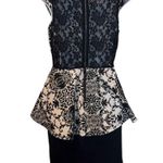 Iris Paisley Print Velvet Burnout Top Peplum Mini Dress Black & White Size L NWO Photo 1