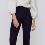 ZARA Dark Navy Blue High Waist Ribbed Pants Photo 1