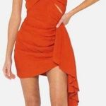 Just BEE Queen Solange Dress Chilli Red One Shoulder Overlay Size XS Photo 0