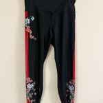 RBX Full length Athletic Leggings Navy Blue Floral Print High Rise NEW Large Photo 0