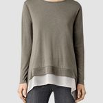 ALLSAINTS  Arya Long Sleeve Gray Brown Shirt XS Jersey Knit Crewneck Pullover Photo 0