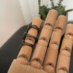 BCBGMAXAZRIA Vintage y2k Knuckle Art deco shield long tick huge wide gemstone crystal cz floral fashion ring pewter gunmetal rare unique Photo 2