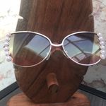 New Chic Fashion Cat Eye Pearl Bling Embellished Gradient Lend Sunglasses Gold Photo 2