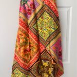 Farm Rio Mixed Scarves Satin Slip Midi Skirt, Size XS Photo 10