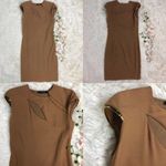 Gucci Sheath Dress Gold-tone Shoulder Accent Sleeve Size 40/S Wool Blend Neutral Photo 3