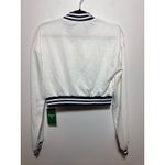 Halara Brand New  Women's Size Medium White Black Trim Varsity Jacket Button Up Photo 5