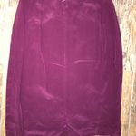 Hugo Buscati Silk Suit size 2, plum color, coat pit to pit measures 18, length is 28, arm length is 20, has small shoulder pads that are not removable, skirt waist measures 12, length is 17, excellent condition, just dry cleaned Photo 6