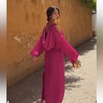 ZARA NWT  Woman SS24 Satin Effect Open Back Dress Magenta, Sz Small Photo 2