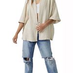 We The Free Free People Women's Lou Textured Gauzy Cotton Blazer Top Jacket Cream Photo 4