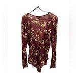 Forever 21 + Plus Sheer Mesh Surplice V Neckline Floral Bodysuit Long Sleeve 3X Photo 1