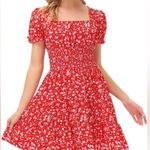 Red and White Casual Dress Size M Photo 2