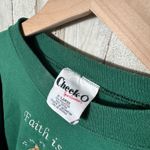 Vintage 90s Grandma Cottage Green Cat Bird Embroidered Crewneck Sweatshirt XL Photo 2
