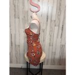 Love j Rust Floral Bodycon Mini Dress Asymmetrical Hem – Size Small Photo 4