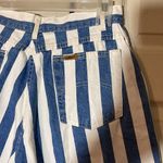 Vintage Chic Blue and White Striped Denim High Rise Shorts 1980s Waist 29 Inches Photo 10