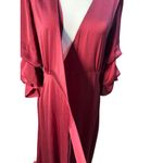 Aakaa NEW Burgundy Ruffle Wrap Maxi Holiday Dress M Long Gown Formal Evening Photo 9