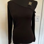 Michael Kors MICHAEL  Asymmetrical One Shoulder Going Out Top Gold MK Logo NEW Photo 0