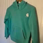 Carhartt Girl’s Teal Hooded Sweatshirt with Front Pocket Size Small (8) Photo 2