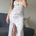 White & Blue Dress With Slit Size 6 Photo 0