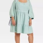 Ava & Viv Women's Plus Size Balloon 3/4 Sleeve A-Line Dress - Teal Blue Size: X Photo 2