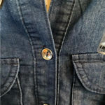 Thrill blue jean button down casual western belted pocket dress shirt 70s vibe Size M Photo 4