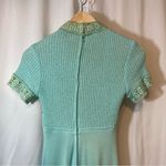 Vintage 60s / 70s Elegant Empire Waist Crochet Knit Short Sleeve Maxi Dress Blue Size 6 Photo 7