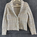 Banana Republic Women's Cardigan Sweater Wool Rabbit Hair Fringe Tweed Sz Medium Photo 0