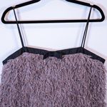 NEW Zara Fringe Shag Textured Satin Strap Tank Grosgrain Ribbon Trim Mini Dress Photo 1