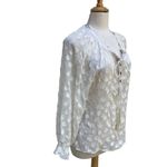 Aratta Silent Journey Shirt Sz S Mabel Blouse Ivory Beaded Sheer Boho Coastal Photo 2