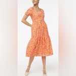 NWT J Crew Factory Size 2 Tiered Puff Sleeve V Neck Midi Preppy Dress Pink Photo 1