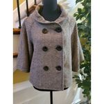 a.n.a  New Approach Cape Jacket Dark Brown Multicolor Coat Button Up Womens Sz M Photo 8