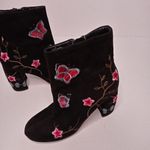 Nanette Lepore  Black Suede Embroidered Lilly Ankle Photo 1