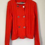 American Living  Cotton Double Breasted Cable Knit Cardigan Orange Size Large Photo 0