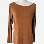 Magaschoni Long Sleeve Boat Neck Top in Ochre Photo 0
