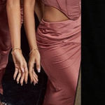 House Of CB 'Colette' Rose Satin Low Waist Midi Skirt NWOT Size M Photo 0