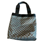 Michelle & Yvette MY Oilcloth Large Tote Bag Purse Damask Print Deep Carry All Blue Photo 7