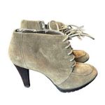 Anne Klein Size 9M Taupe Suede Ankle Booties With Lace-Up Design & 4" Heel Photo 3
