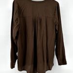 J. Jill Long Sleeve Blouse Top Notch V Neck Oversized Pullover 100% Silk Brown S Photo 4