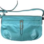B. Makowsky Teal Blue Soft Leather Crossbody Purse Handbag Photo 4