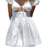 Princess Polly  White Caria Puff Short Sleeve Cut Out Mini Dress size 0 NEW Tags Photo 0