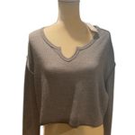 Urban Outfitters NWT  Women Ribbed Top Notched Neck Long Sleeve Solid Gray Knit M Photo 0