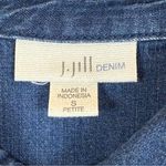 J. Jill Denim Tencel Shirt Dress S Petite Dark Wash Convertible Sleeves Pockets Blue Size undefined Photo 3